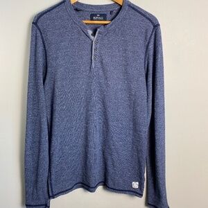 Buffalo David Bitton Men's Blue Long Sleeve Medium Weight Henley T-Shirt Large‎